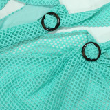 Hanging Neck Net Cloth Repair Height Split Dress