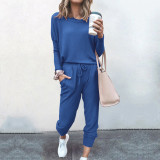 Loose Solid Color Long Sleeved Casual Suit