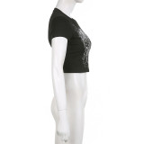 Abstract Printed Contrasting Tight Fitting T-shirt
