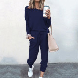 Loose Solid Color Long Sleeved Casual Suit