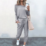 Loose Solid Color Long Sleeved Casual Suit