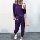 Loose Solid Color Long Sleeved Casual Suit