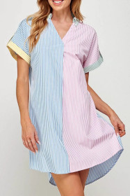 Striped Pull-over Collar Dress