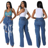 Loose High Waisted Wide Leg Ripped Jeans Casual Pants