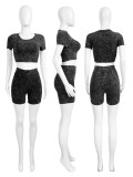 Washed and Worn High Waisted Two-piece Set