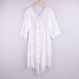 Hand Hook Backless Hollowed Out Tassel Beach Cover Up