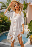 Hand Hook Backless Hollowed Out Tassel Beach Cover Up
