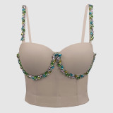 Colorful Diamond Fishbone Corset Vest