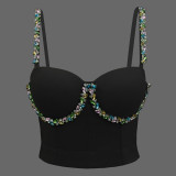 Colorful Diamond Fishbone Corset Vest