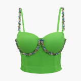 Colorful Diamond Fishbone Corset Vest