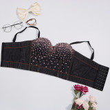 Cowboy Handmade Nail Colored Diamond Fishbone Corset Small Vest