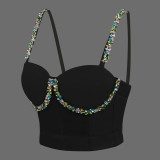 Colorful Diamond Fishbone Corset Vest