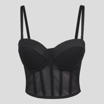 Mesh Breathable Fishbone Slim Fit Camisole with Strapless Bra