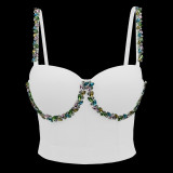 Colorful Diamond Fishbone Corset Vest