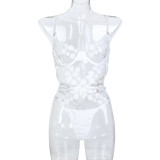 Embroidered Flower Metal Fun Jumpsuit