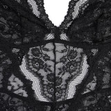 Lace Deep V Hip Strap Jumpsuit