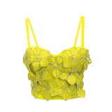 Hot Diamond Flower Fishbone Corset with Suspender Vest
