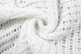 Perspective Hollowed Out Lapel Cardigan High Waisted Shorts Knitted Casual Suit