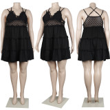 Chest Wrap Suspender Oversized Lace Dress