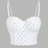 Crystal Diamond Face Fishbone Bra
