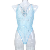 V-neck Hanging Neck and Back Hollowed Out Fun Perspective Jumpsuit