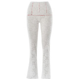 Lace Perspective High Waisted Patchwork Long Micro Flared Pants