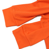 Standing Collar Solid Color Waist Tied Sleeveless Set