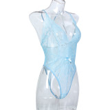 V-neck Hanging Neck and Back Hollowed Out Fun Perspective Jumpsuit