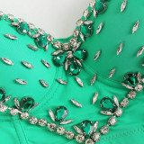 Green Diamond Love Double Shoulder Suspended Tank Top