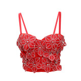 Hot Diamond Flower Fishbone Corset with Suspender Vest