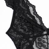 Lace Deep V Hip Strap Jumpsuit