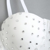 Crystal Diamond Face Fishbone Bra