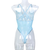 V-neck Hanging Neck and Back Hollowed Out Fun Perspective Jumpsuit