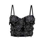 Hot Diamond Flower Fishbone Corset with Suspender Vest