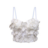 Hot Diamond Flower Fishbone Corset with Suspender Vest