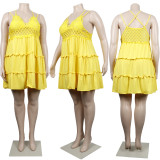 Chest Wrap Suspender Oversized Lace Dress