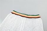 Perspective Hollowed Out Lapel Cardigan High Waisted Shorts Knitted Casual Suit