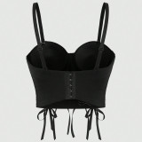 Tie Rope Chain Fishbone Corset with Tank Top Underneath