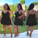 Chest Wrap Suspender Oversized Lace Dress