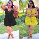 Chest Wrap Suspender Oversized Lace Dress