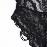 Lace Deep V Hip Strap Jumpsuit