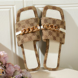 Large Square Toe Diamond Chain Beach Sandals