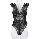 Lace Deep V Hip Strap Jumpsuit