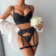 Lace Elastic Webbing Hollowed Out 4-piece Set of Fun Lingerie