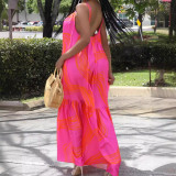 Vacation Style Camisole Dress with Open Back Camisole Long Skirt
