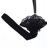 Mesh Stockings Embroidered Flower Suspender Fun Lingerie Set in Europe and America