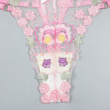 Flower Embroidered Cute Bow Two Piece Perspective Set