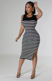 Sleeveless Dress Slim Fit and Fashionable Stripes