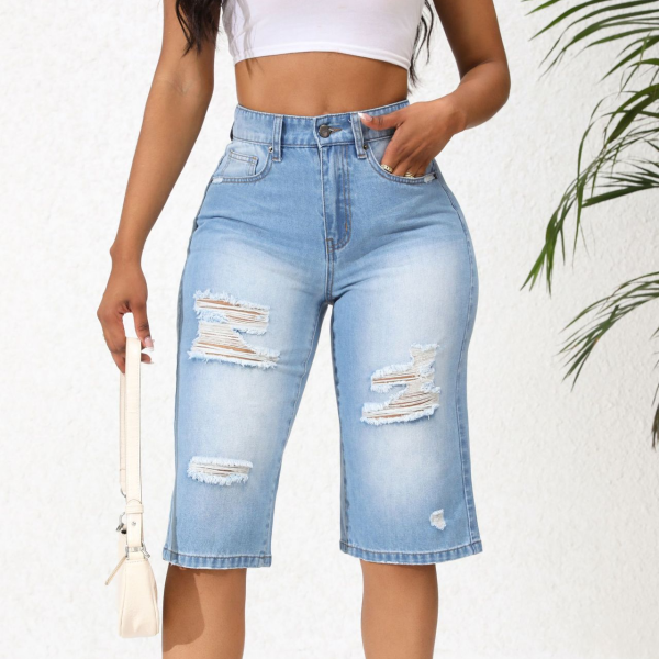Elastic Distressed Jeans