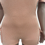 Casual Jacquard Fabric Slim Fit Jumpsuit